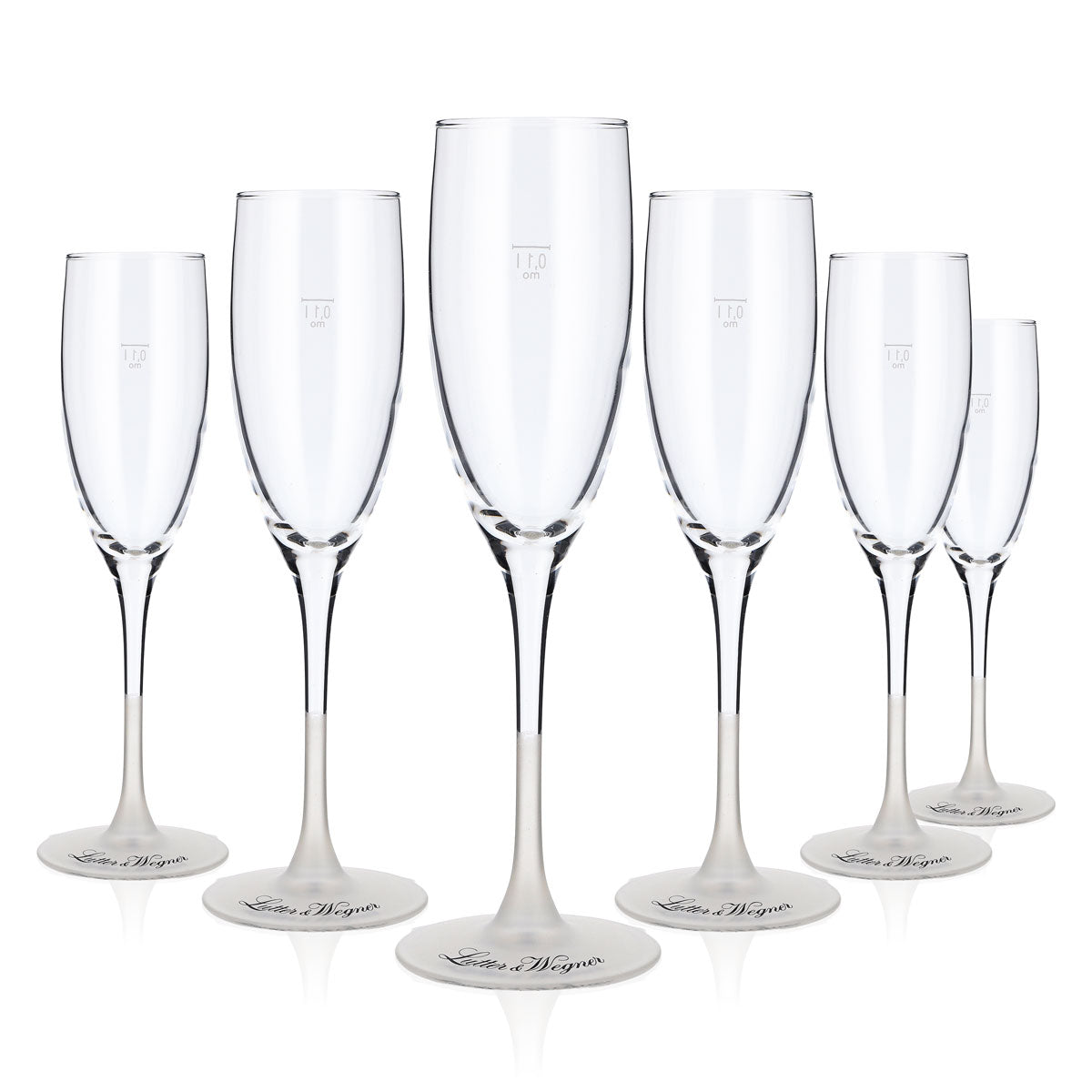 6x Lutter & Wegner Sekt Glas 0,1l Sektgläser Flötengläser Satinierter Fuß – Ansicht 5
