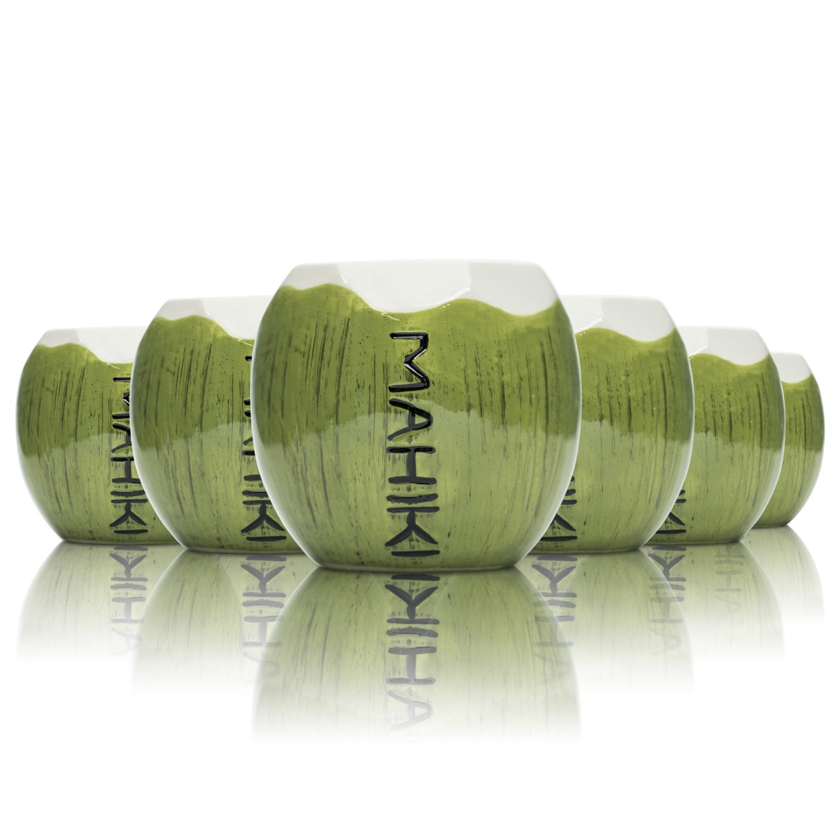 6x Mahiki Rum Becher 0,35l Ton Stein Longdrink Cocktail Kokosnuss Glas Gläser