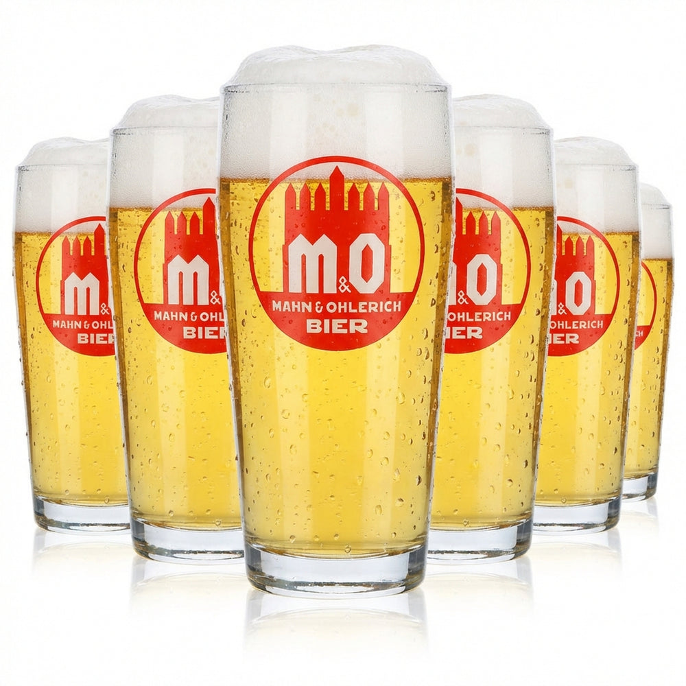 6x Mahn & Ohlerich Bier Glas Gläser 0,3l Willi-Becher Logo in Orange Sahm