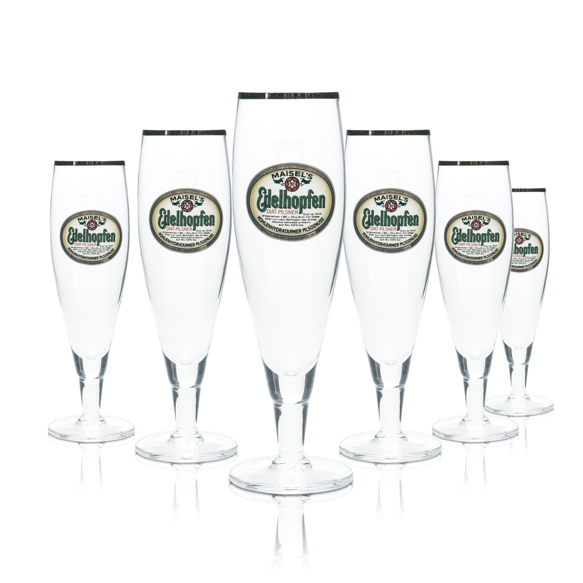 6x Maiselsbräu Glas 0,2l Bier Pokal Tulpe Kelch Goldrand Gläser Brauerei Gastro
