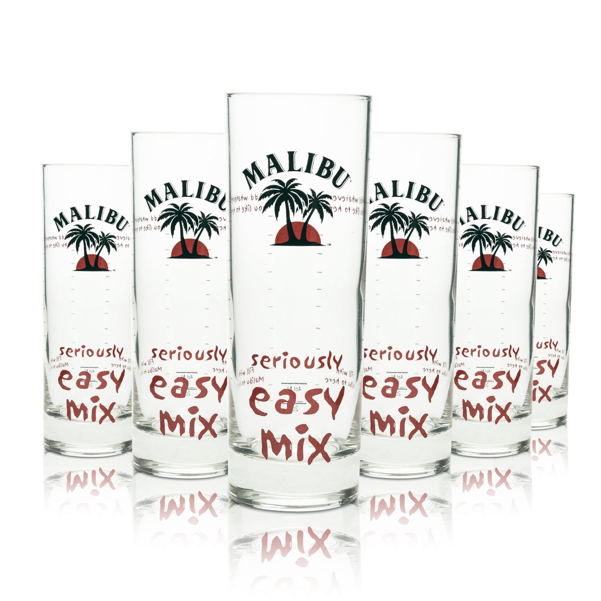 6x Malibu Likör Glas Longdrink seriously easy Mix