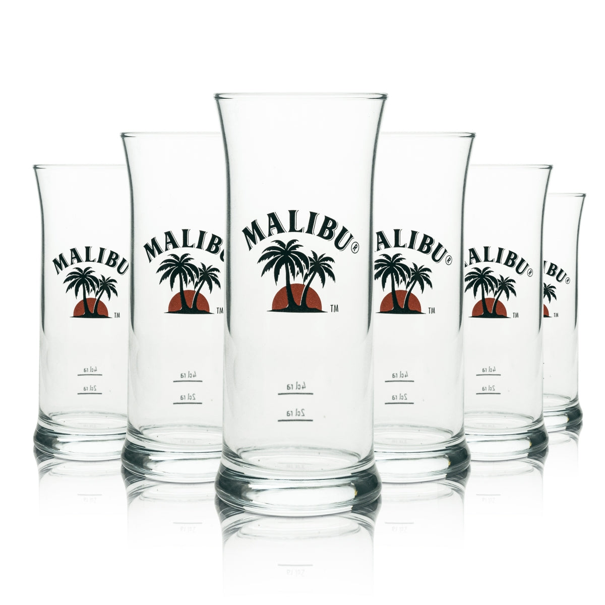 6x Malibu Likör Glas Longdrink V-Form