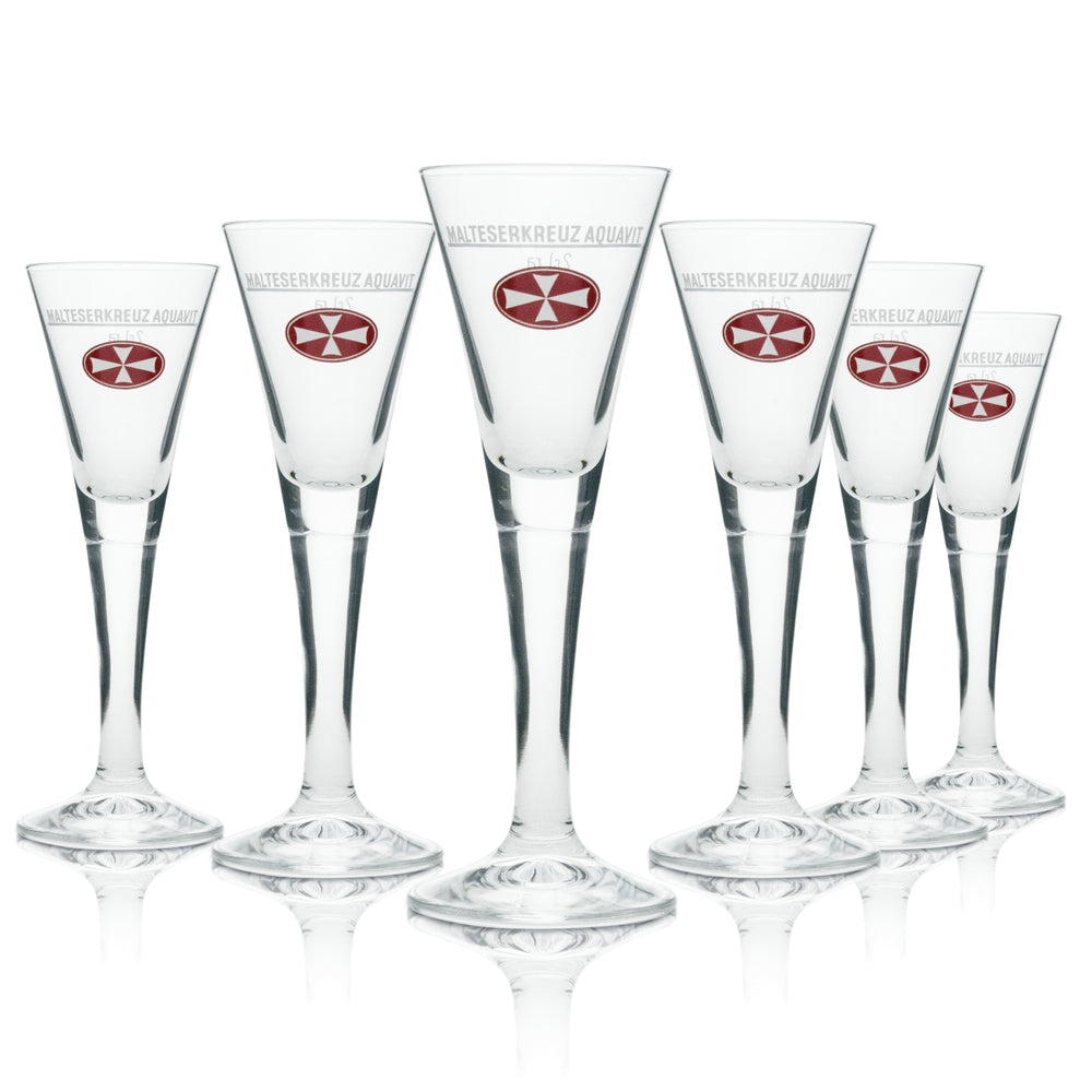 6x Malteserkreuz Likör Glas Shot 2cl