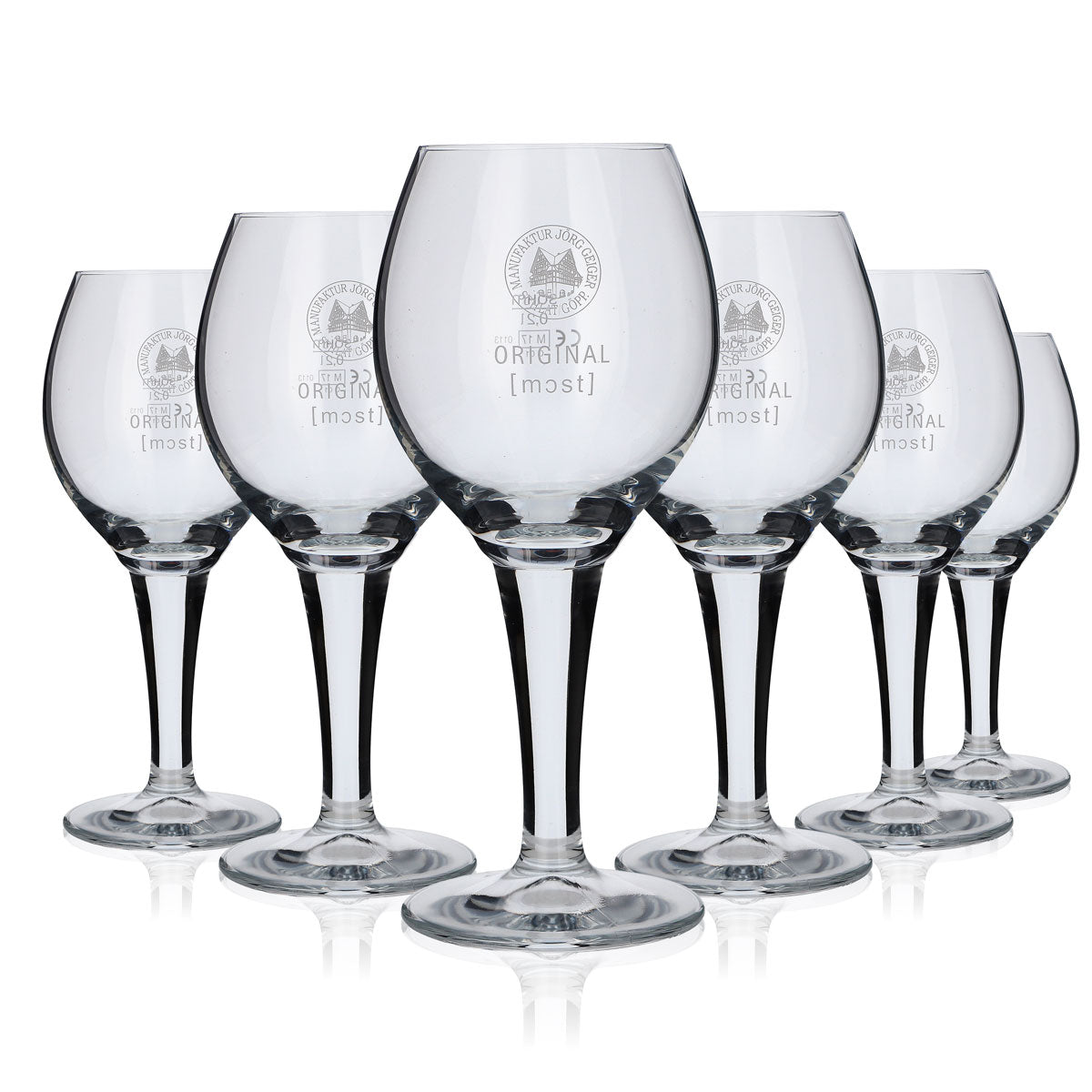 6x Manufaktur Jörg Geiger Glas 0,3l Pokal Tulpe Gläser Set Original Most Gastro – Ansicht 5