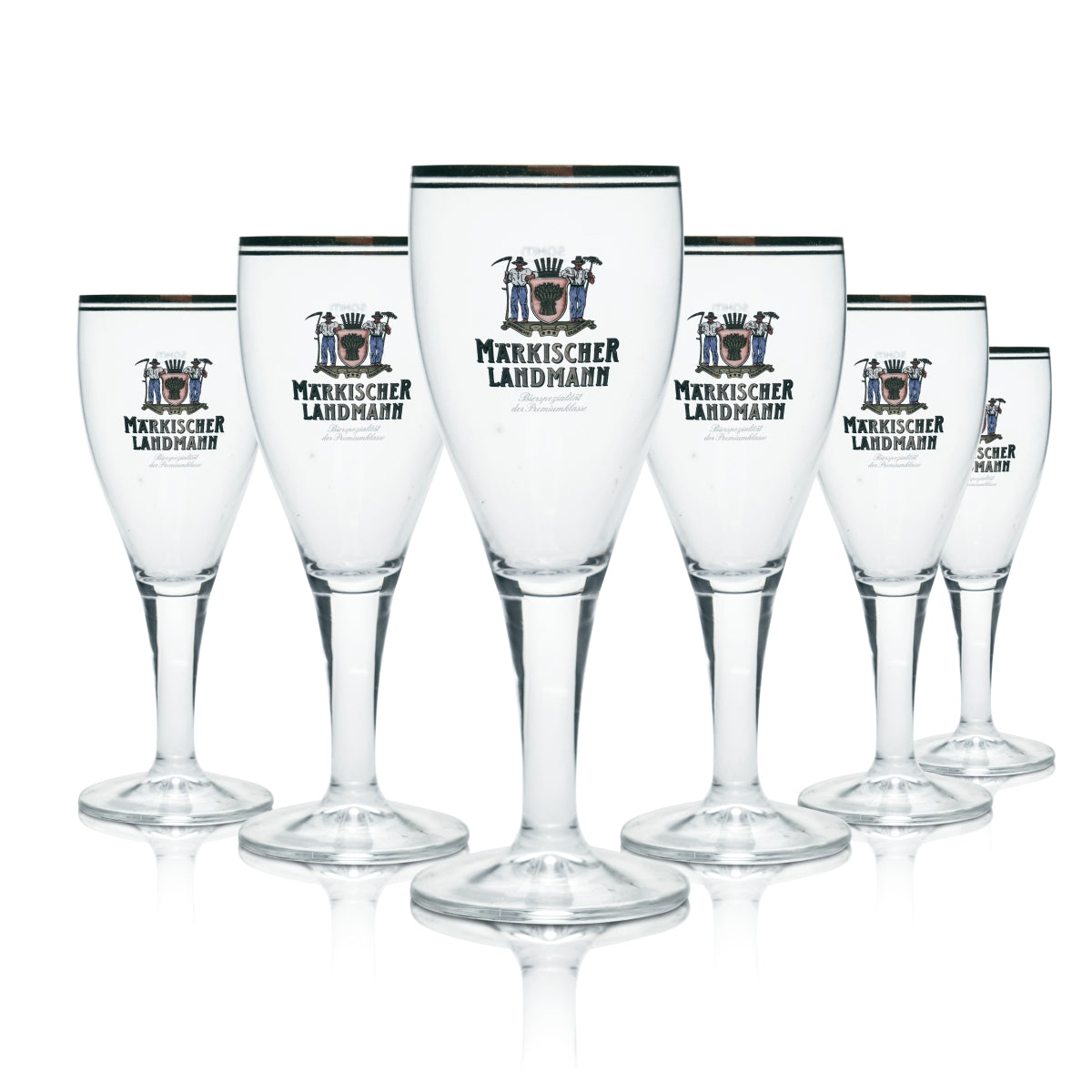 6x Märkischer Landmann Glas 0,3l Bier Pokal Tulpe Gläser Goldrand Brauerei
