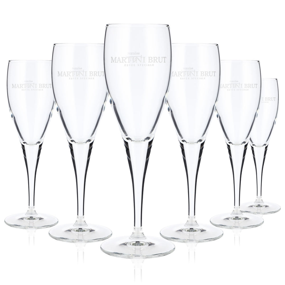 6x Martini Wermut Glas Sektglas Gläser 0,1l Flöte "Martini Brut" Mäser