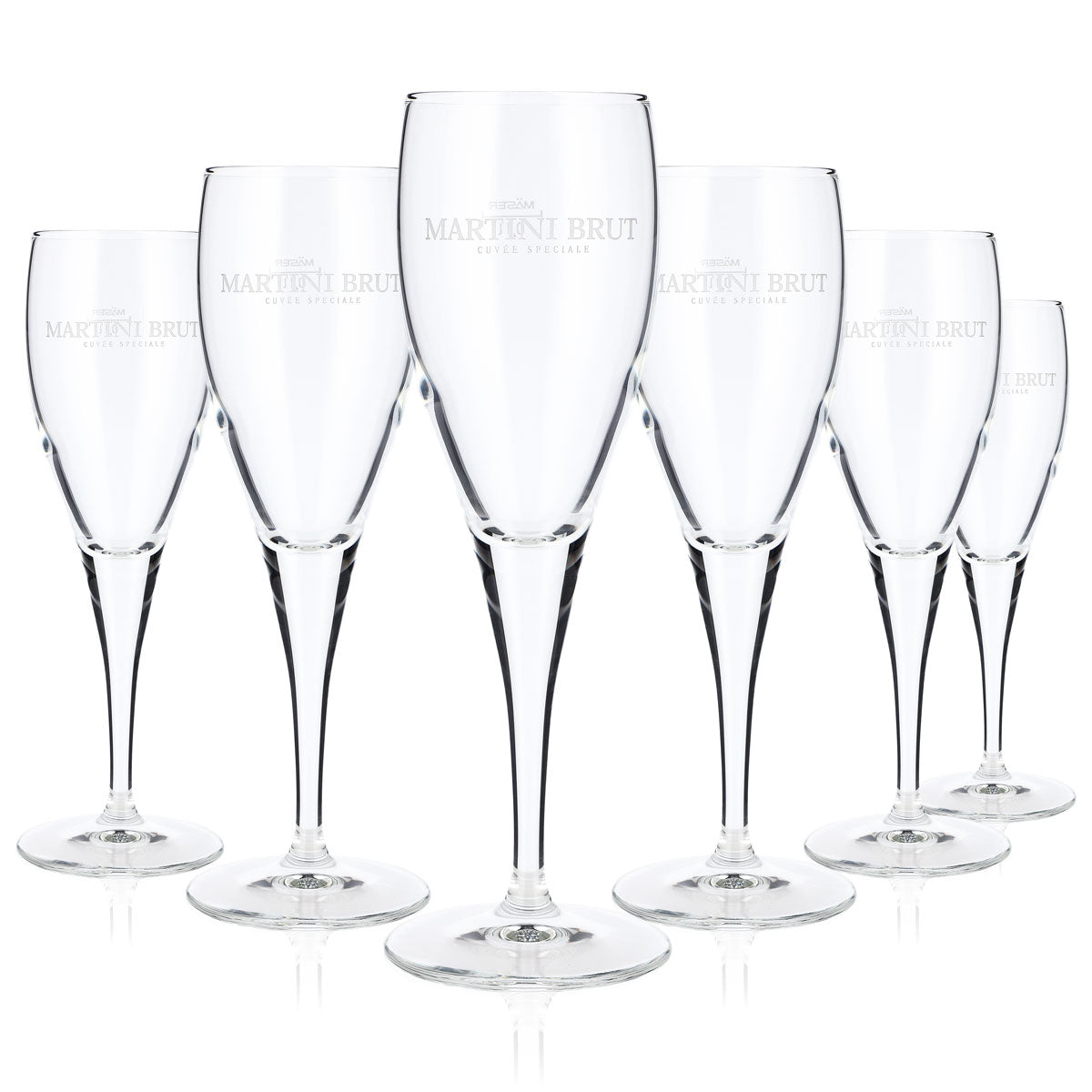 6x Martini Wermut Glas Sektglas Gläser 0,1l Flöte "Martini Brut" Mäser