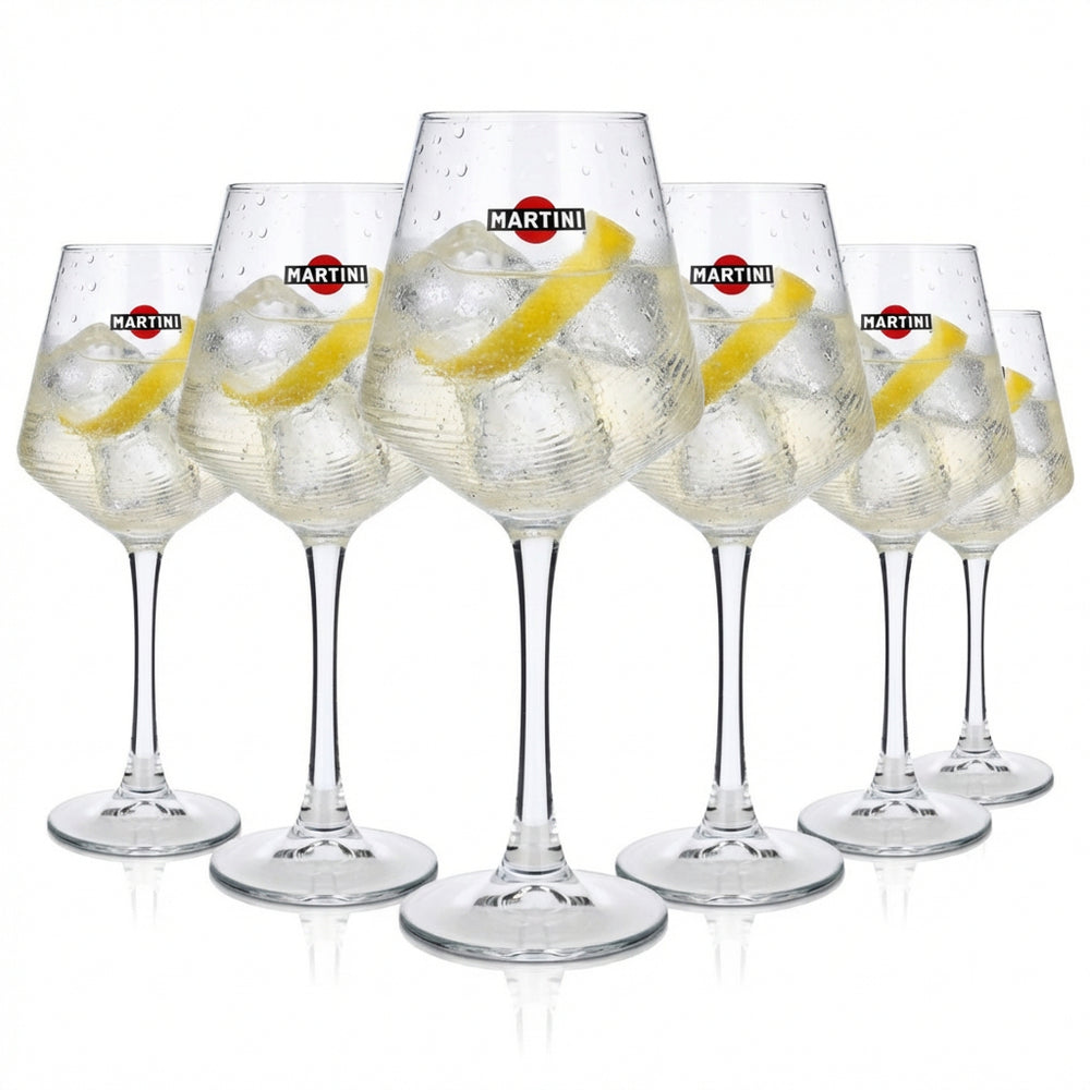 6x Martini Wermut Glas Stielglas 0,425l Gläser Weinglas Relief Design HH Global