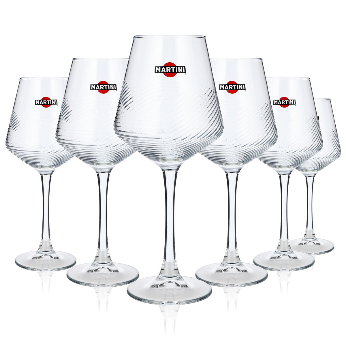 6x Martini Wermut Glas Stielglas 0,425l Gläser Weinglas Relief Design HH Global – Ansicht 2