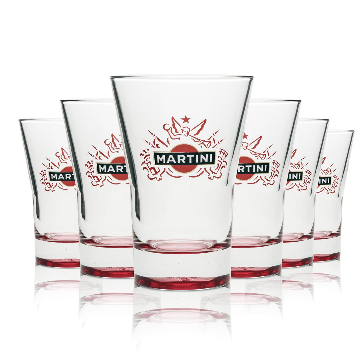 6x Martini Wermut Glas Tumbler 31cl roter Boden