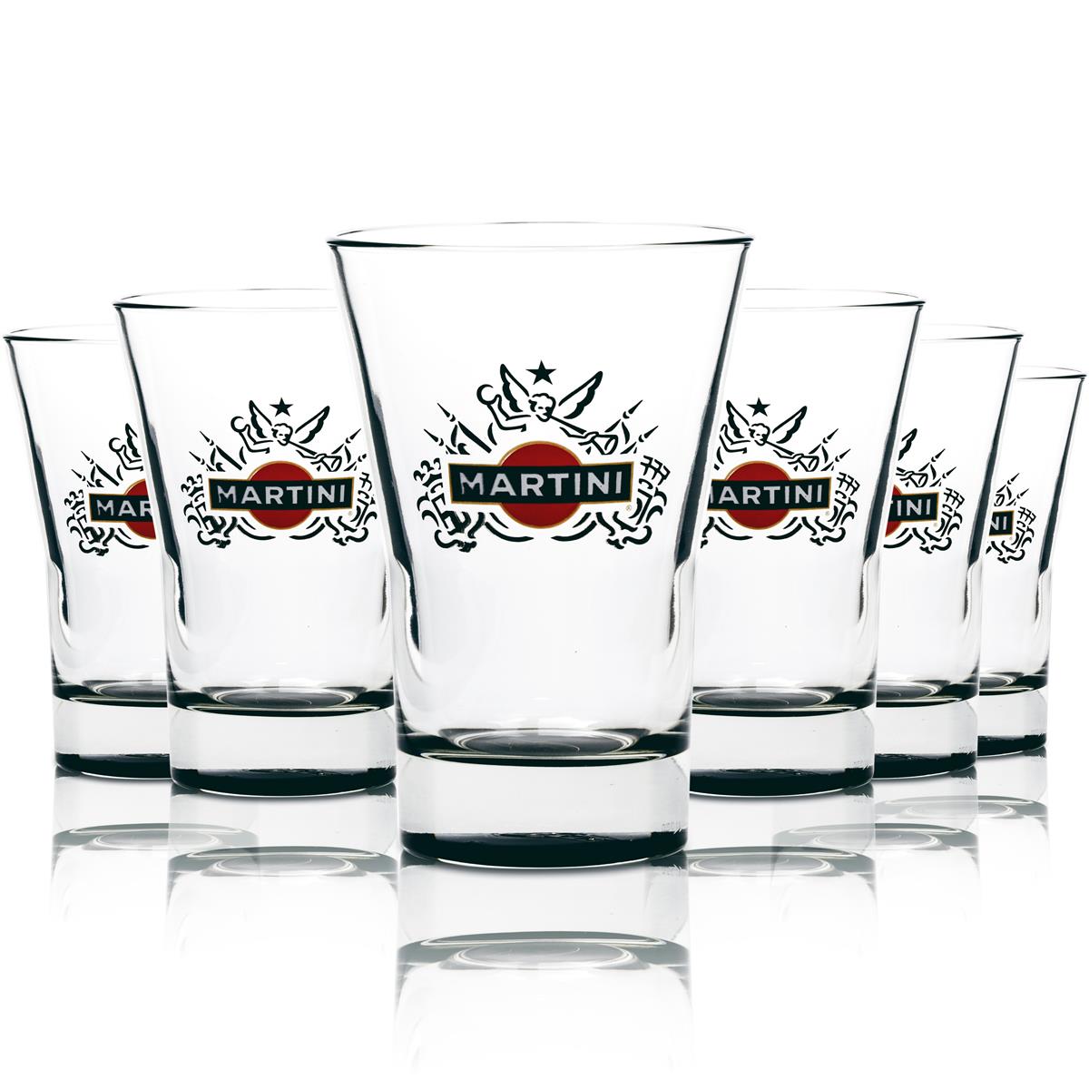 6x Martini Wermut Glas Tumbler 31cl schwarzer Boden
