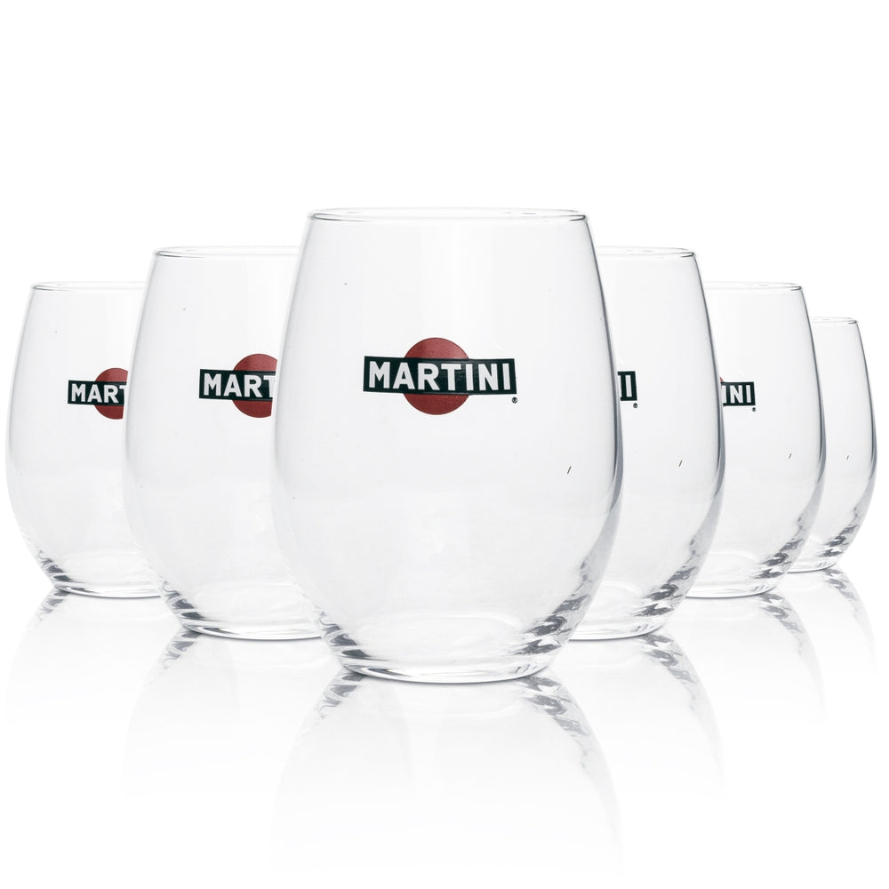 6x Martini Wermut Glas Tumbler einfaches Logo