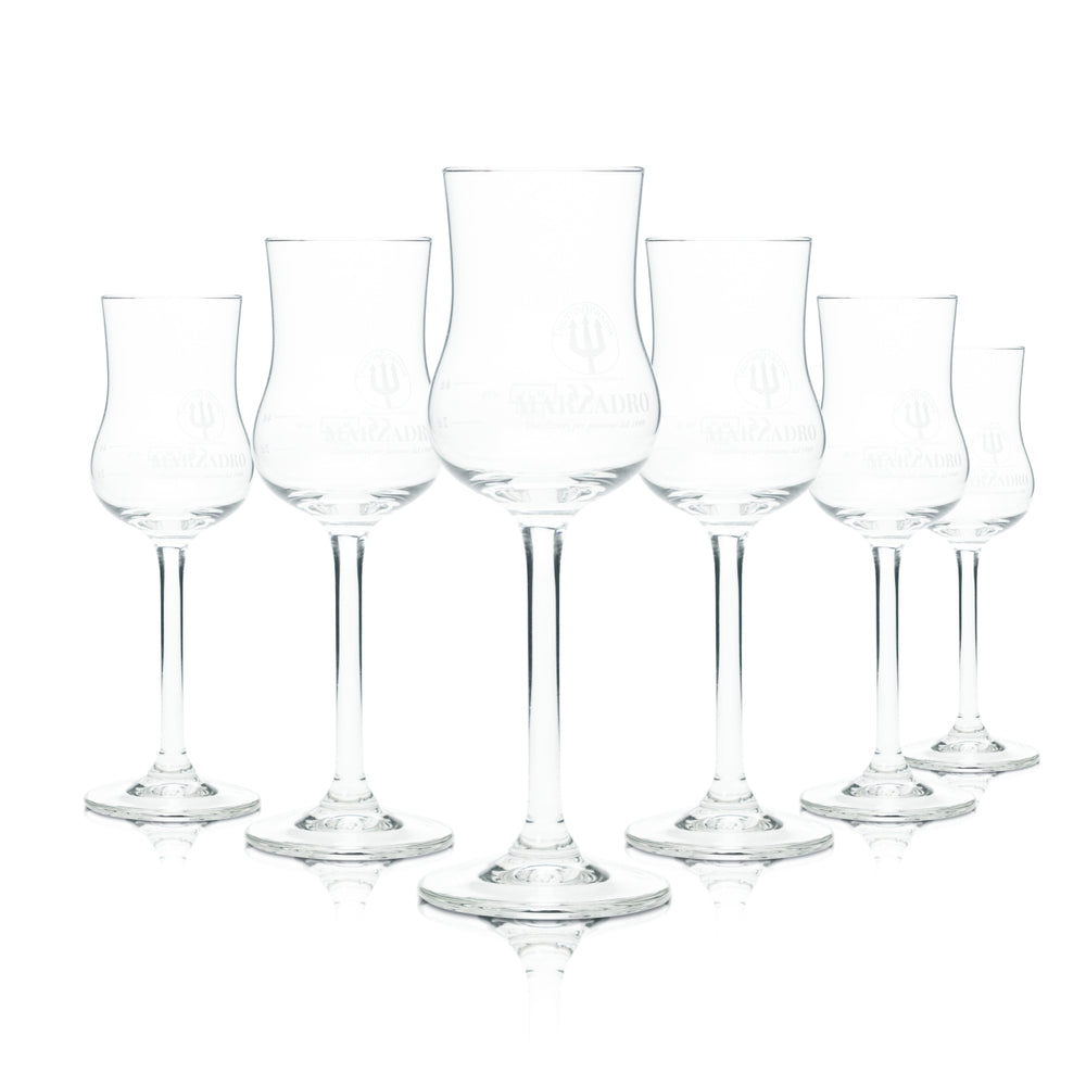 6x Marzadro Grappa Glas 4cl Nosing Stil Kelch Schnaps Gläser Trentino Gastro