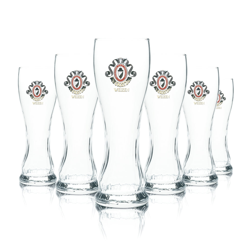 6x Meckatzer Bier Glas 0,3l Weißbier Weizen Hefe Gläser Löwen Brauerei Allgäu