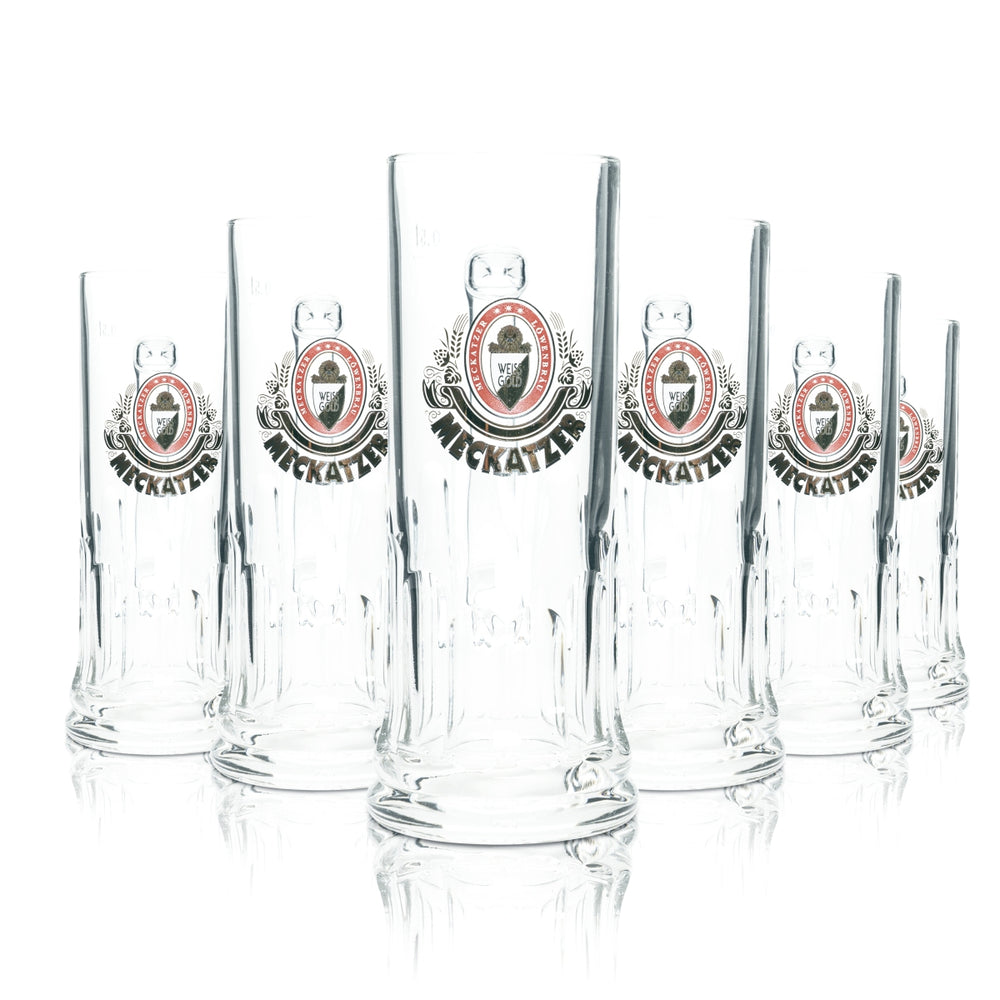 6x Meckatzer Bier Glas 0,5l Krug Humpen Seidel Gläser Löwen Brauerei Allgäu Bar