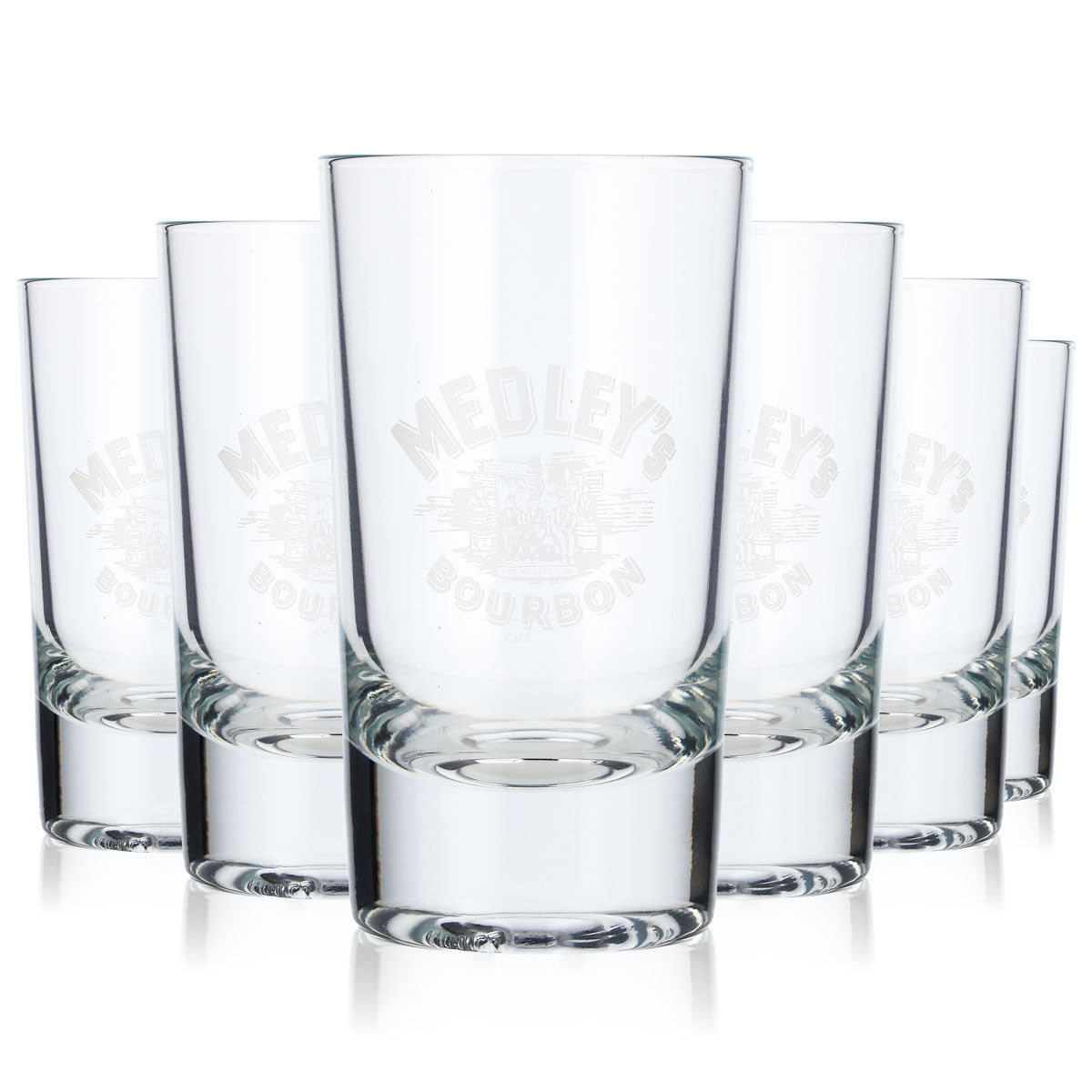 6x Medley’s Whiskey Glas 2cl/4cl Whiskygläser Tumbler weißes Logo Böckling