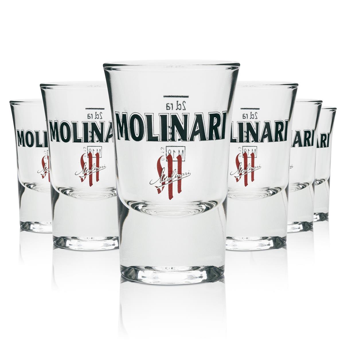 6x Molinari Sambuca Glas 2cl Shot Kurze Stamper Schnaps Gläser Gastro Geeicht