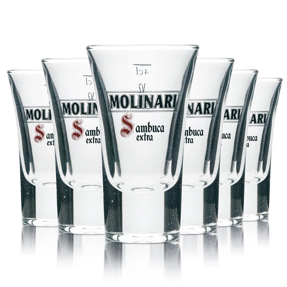 6x Molinari Sambuca Glas Shot 4cl Extra