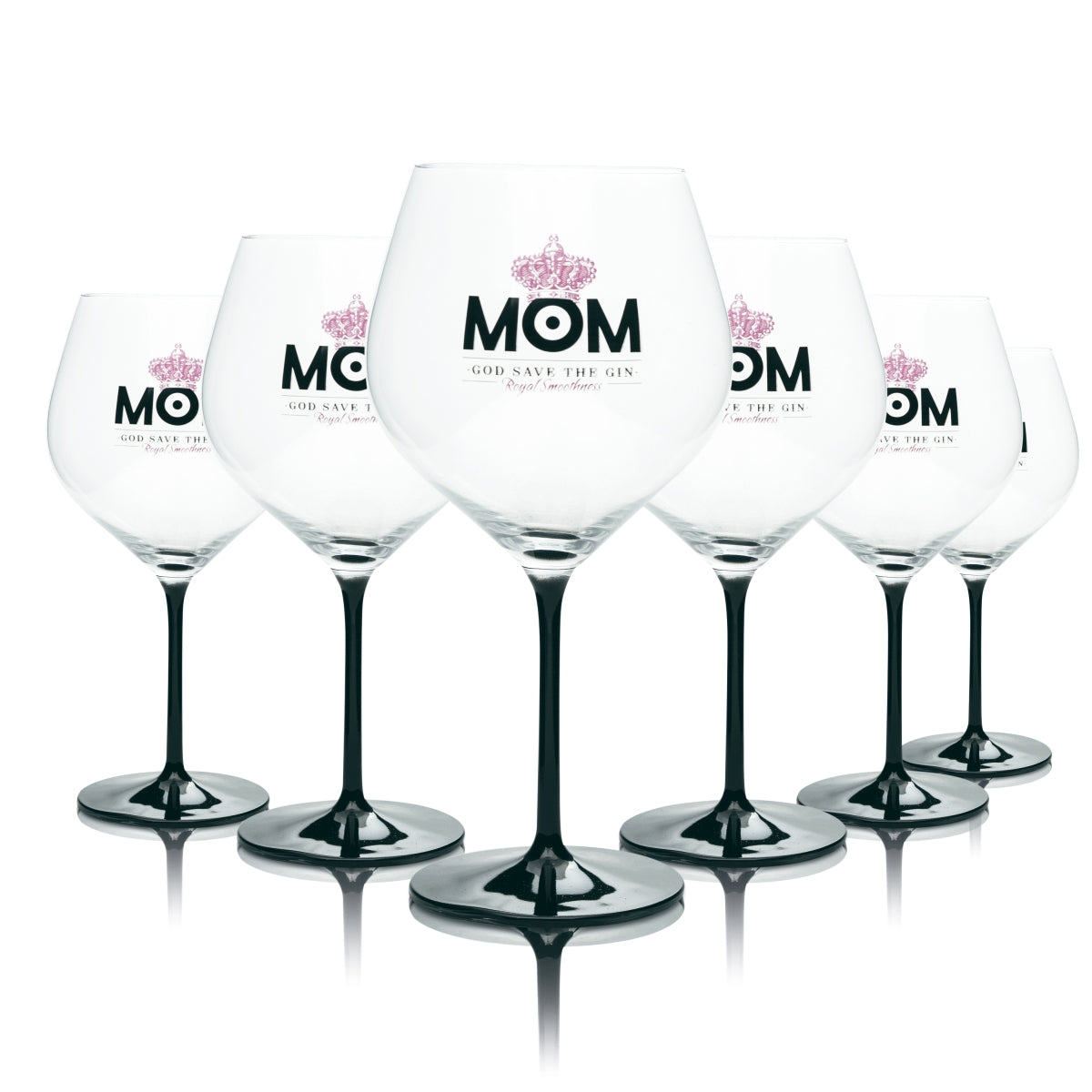 6x MOM Gin Glas 0,75l Ballon Gläser Ritzenhoff schwarzer Stiel Pink London Bar