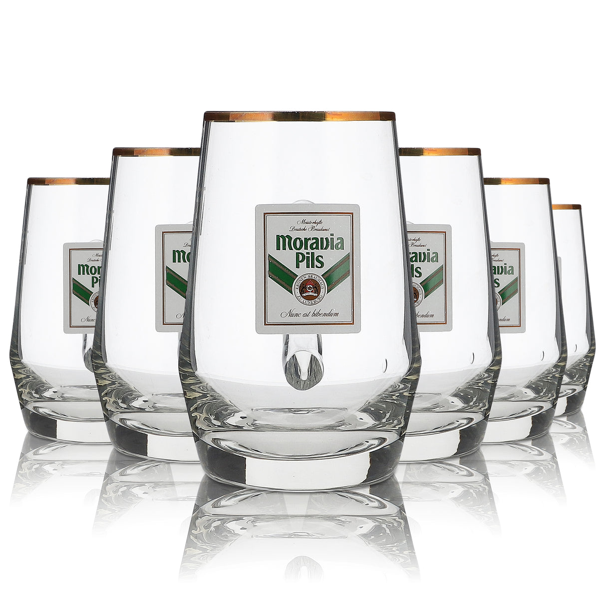 6x Moravia Glas 0,3l Bierkrug Goldrand Höhr Grenzhausen Gläser Set Brauerei – Ansicht 5