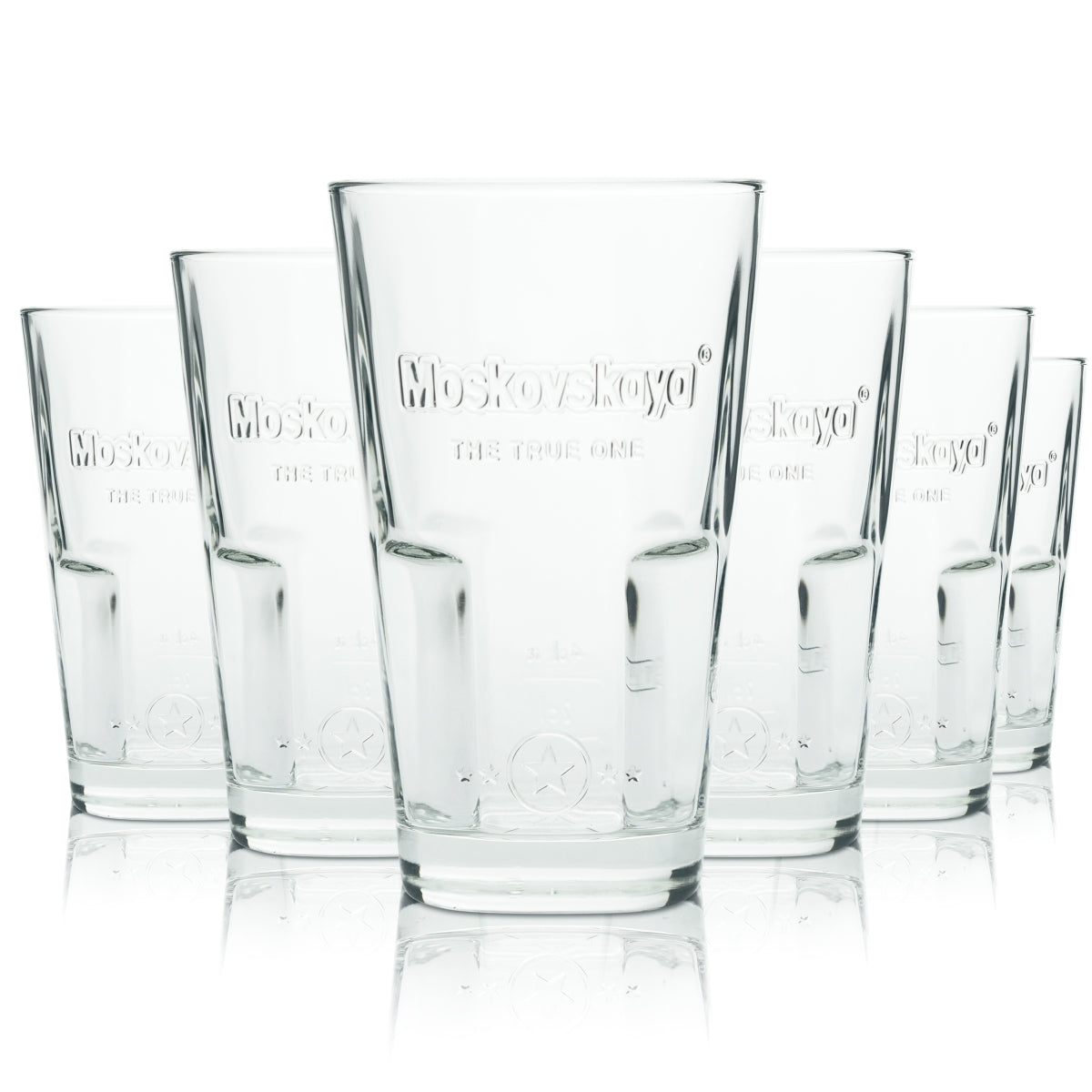 6x Moskovskaya Glas 0,34l Longdrink Kontur Gläser Stapelbar Geeicht Gastro Bar