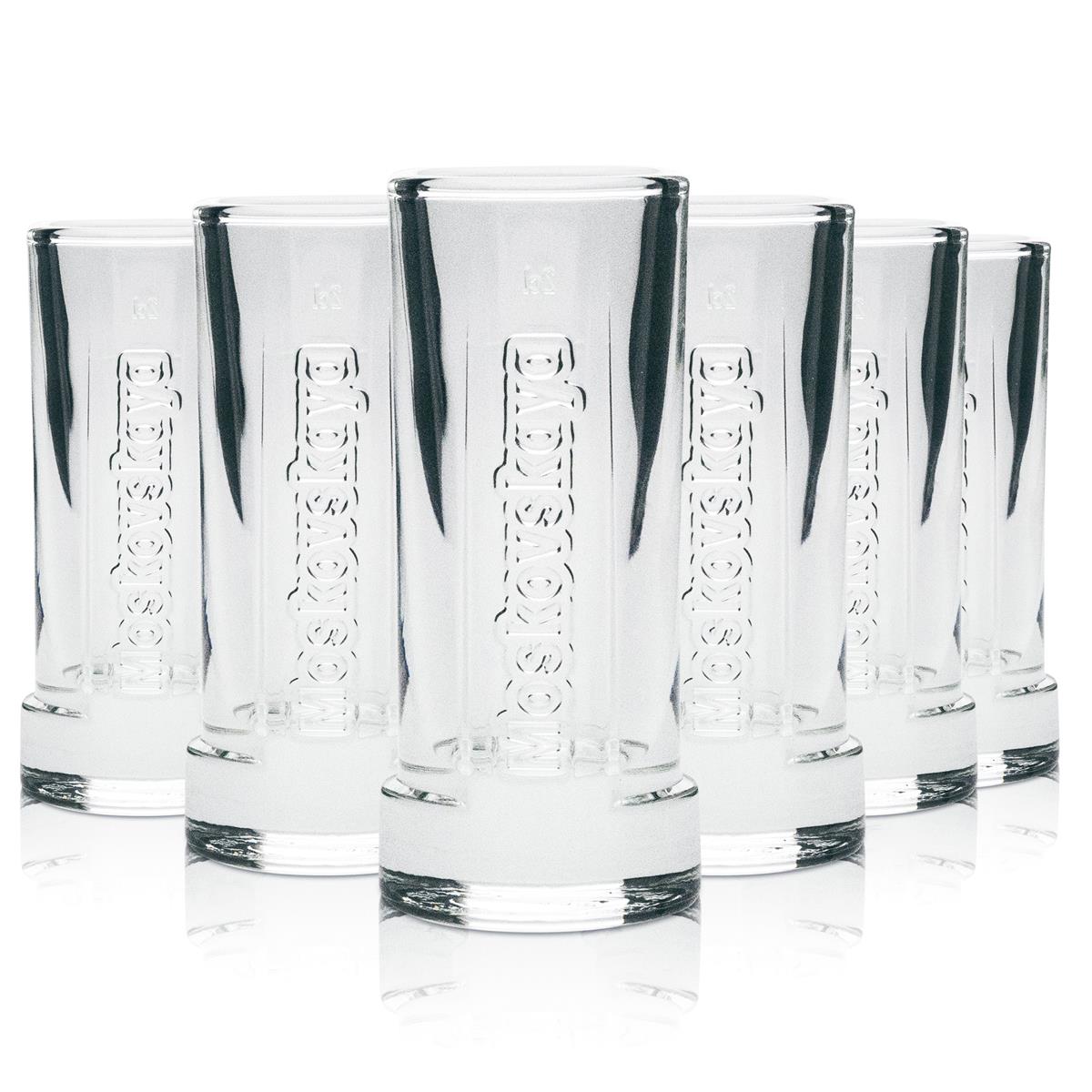 6x Moskovskaya Vodka Glas Shot 2cl Relief