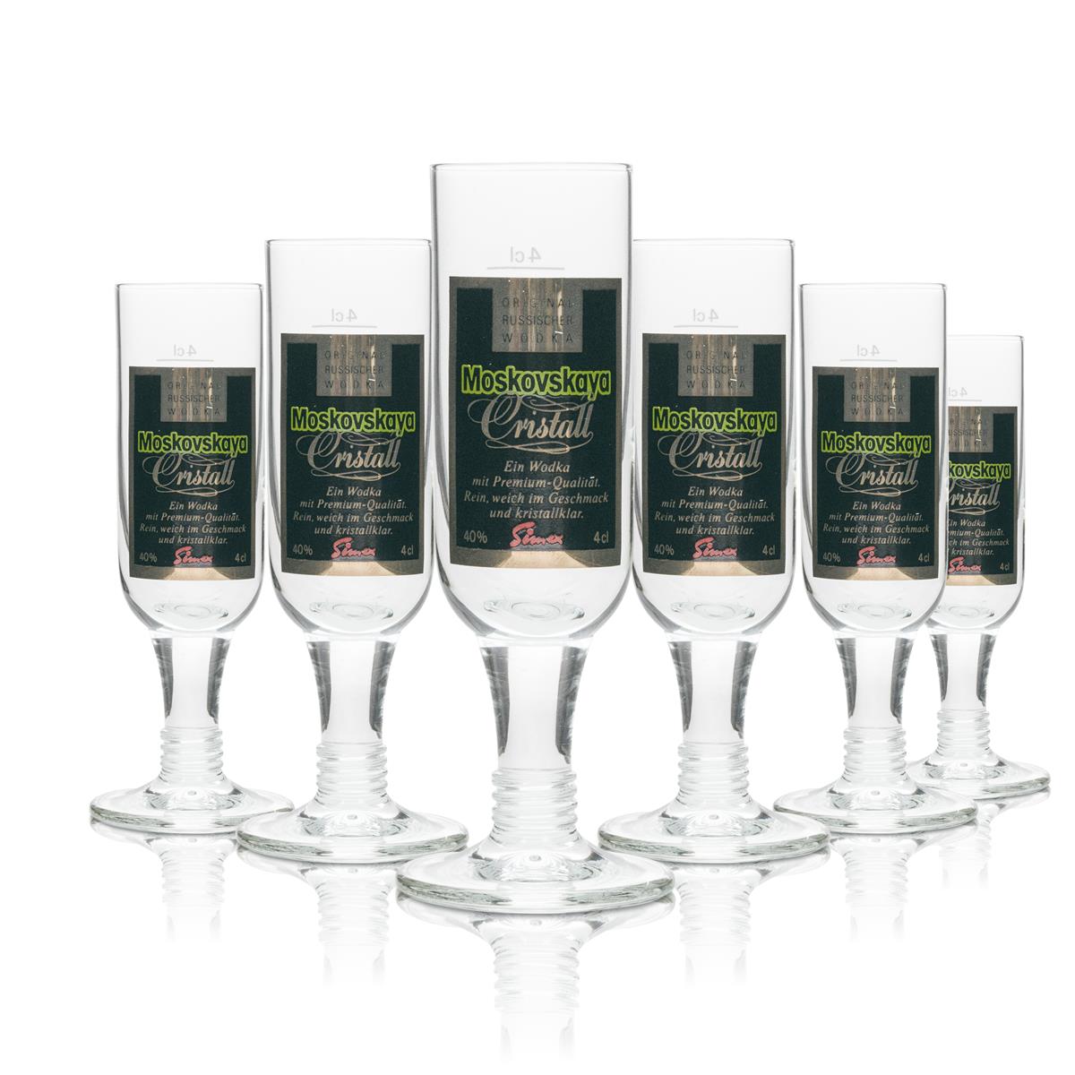 6x Moskovskaya Vodka Glas Shot 4cl Cristall