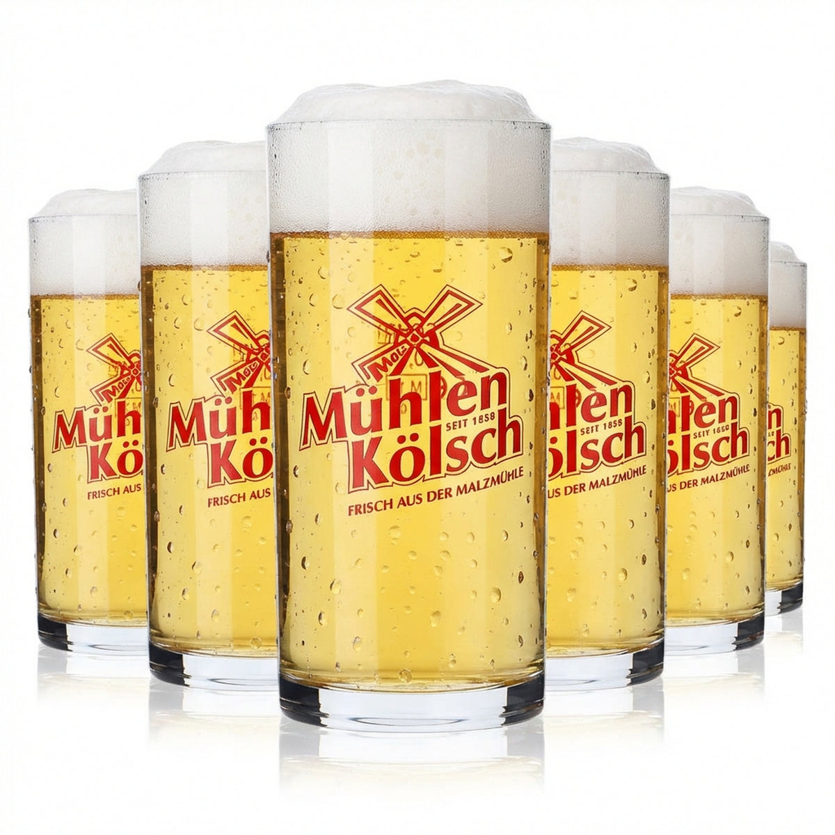 6x Mühlen Kölsch Bierglas 0,1l Biergläser Altbierglas Stange