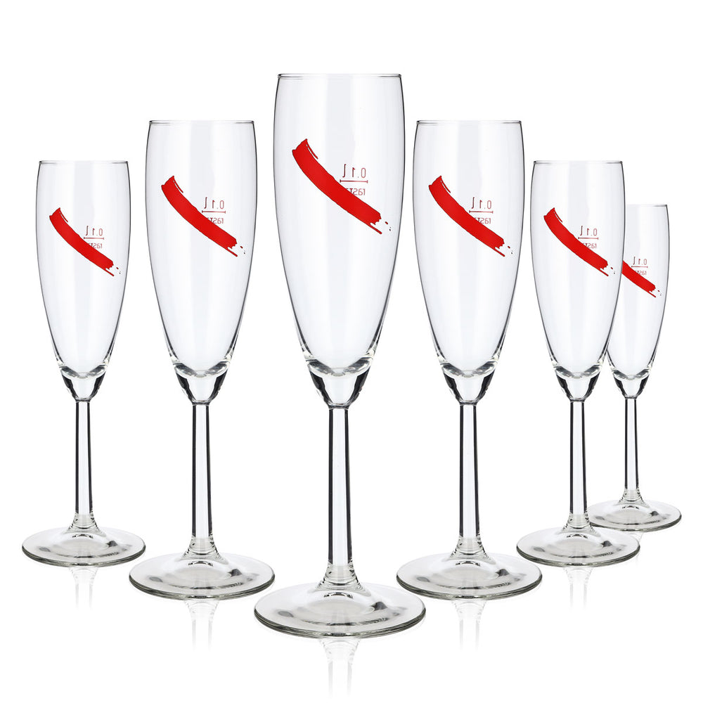 6x Mumm Sekt Glas 0,1l schräges Logo rot Magnum Rastal (6er Set)