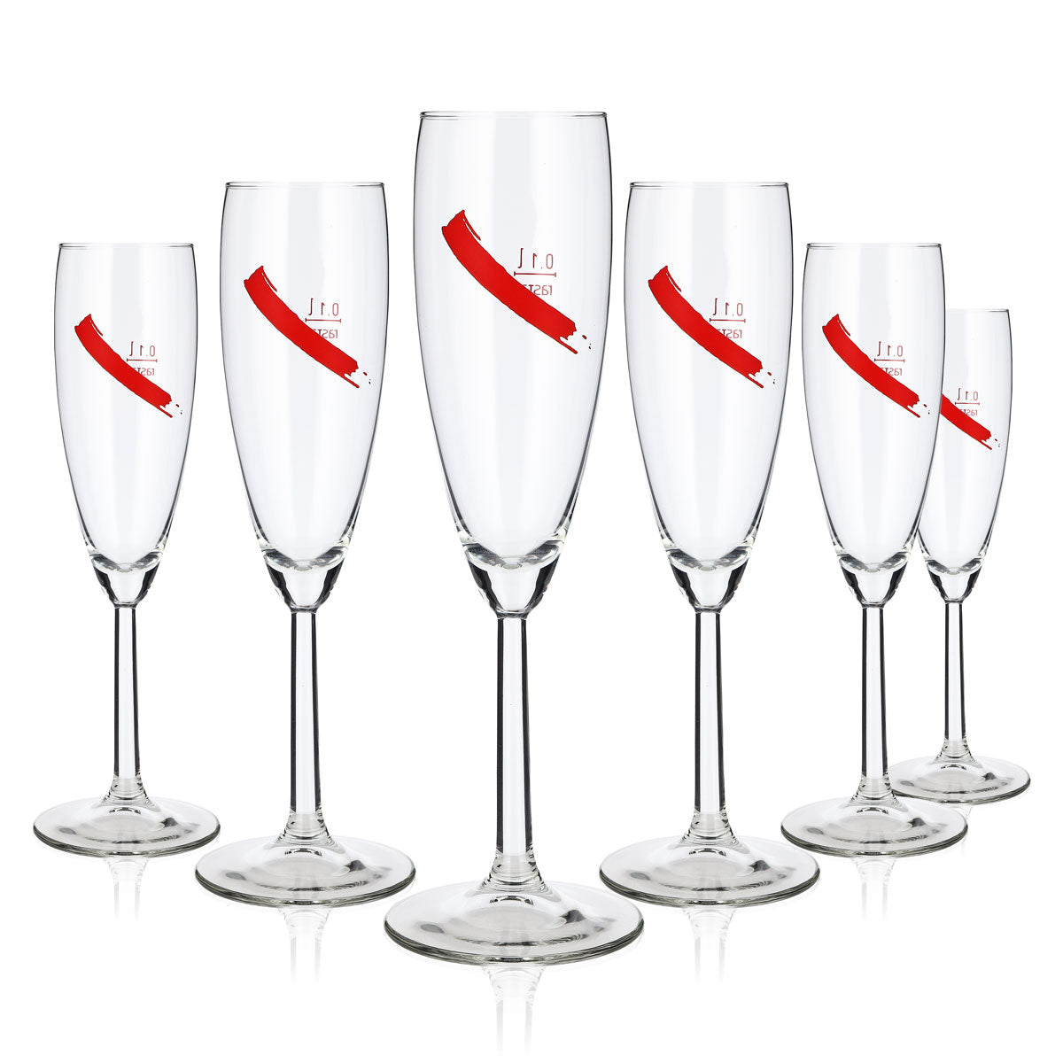 6x Mumm Sekt Glas 0,1l schräges Logo rot Magnum Rastal (6er Set)