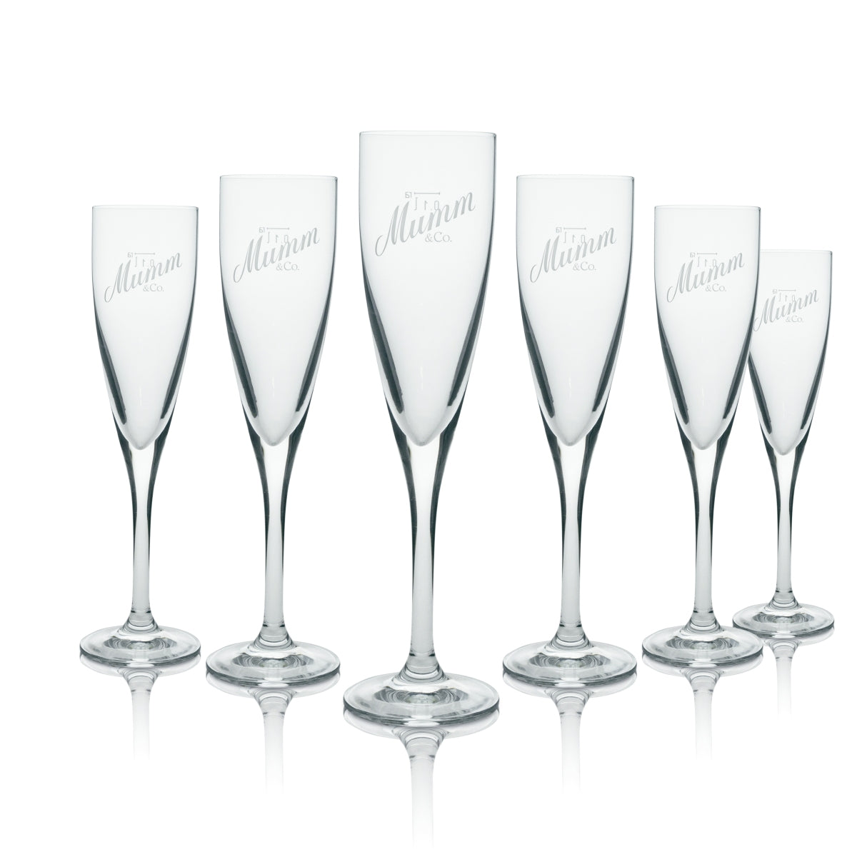 6x Mumm Sekt Glas Flöte 100ml rastal