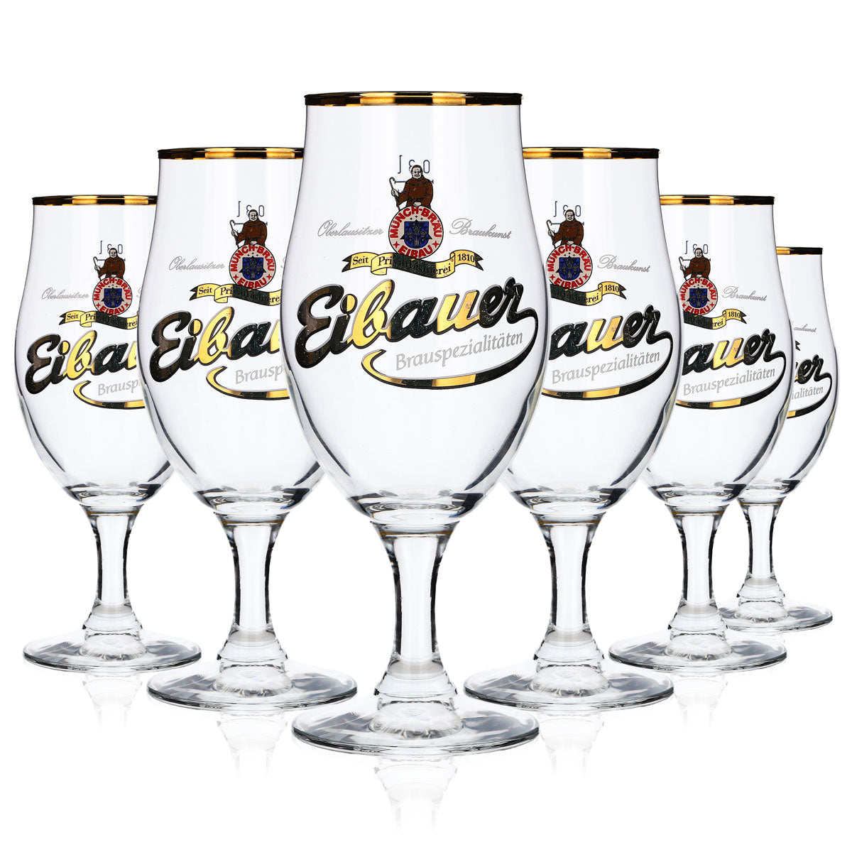 6x Münchbräu Eibau Bier Glas 0,3l Pokal Goldrand "Eibauer Brauspezialitäten" – Ansicht 5