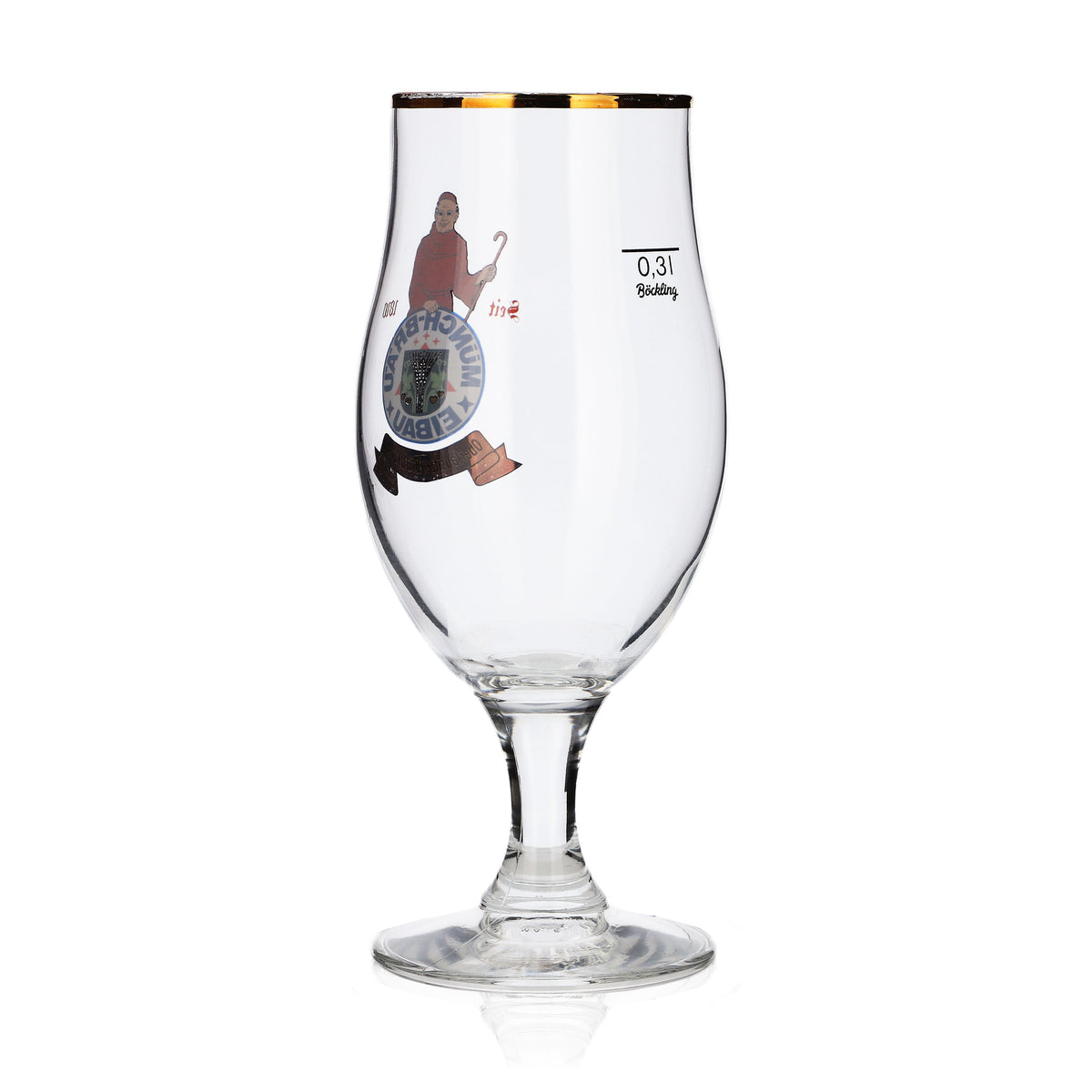 6x Münchbräu Eibau Bier Glas 0,3l Pokal/Tulpe Goldrand Böckling – Ansicht 4