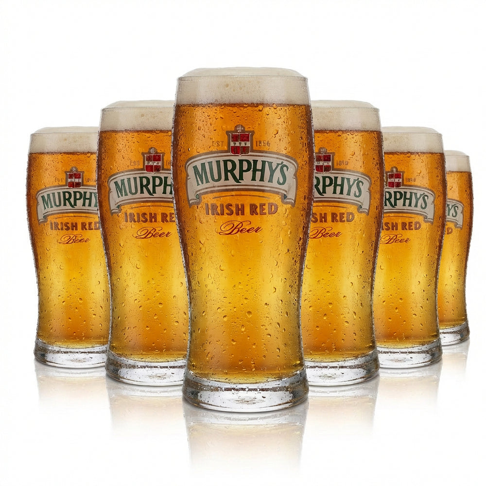 6x Murphys Bier Glas 0,4l Biergläser Irish Pint Glas Bierglas Irish Red