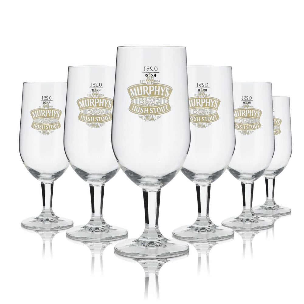 6x Murphys Glas Bierglas Gläser Irish gelbes Logo"Irish Stout" Pokalglas 0,25l