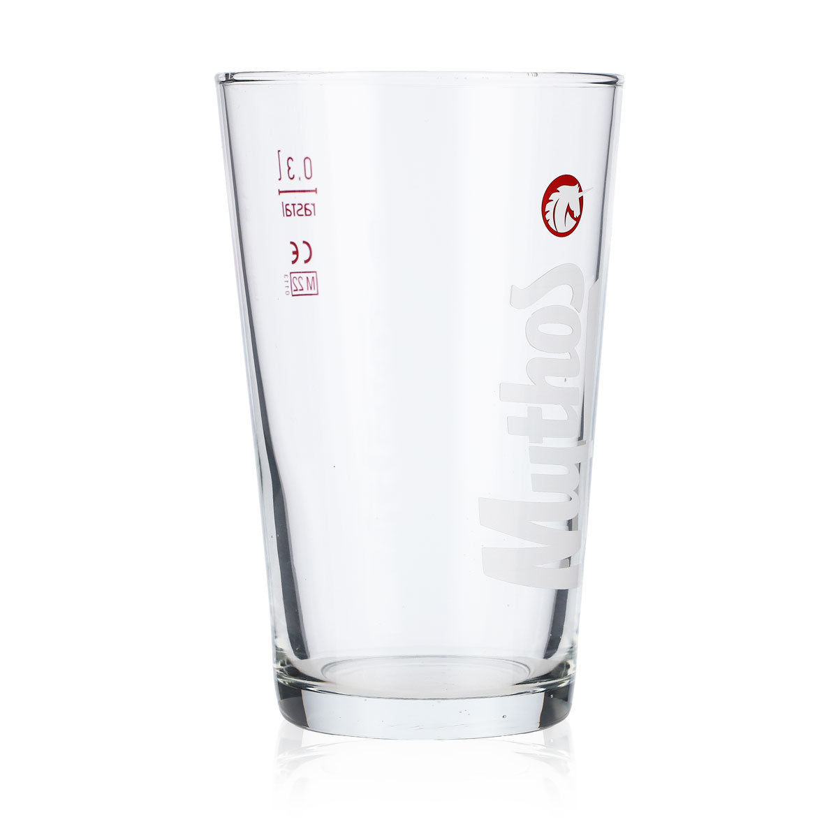 6x Mythos Bierglas Gläser Biergläser Becher 0,3l Weißes Logo Senkrecht – Ansicht 3
