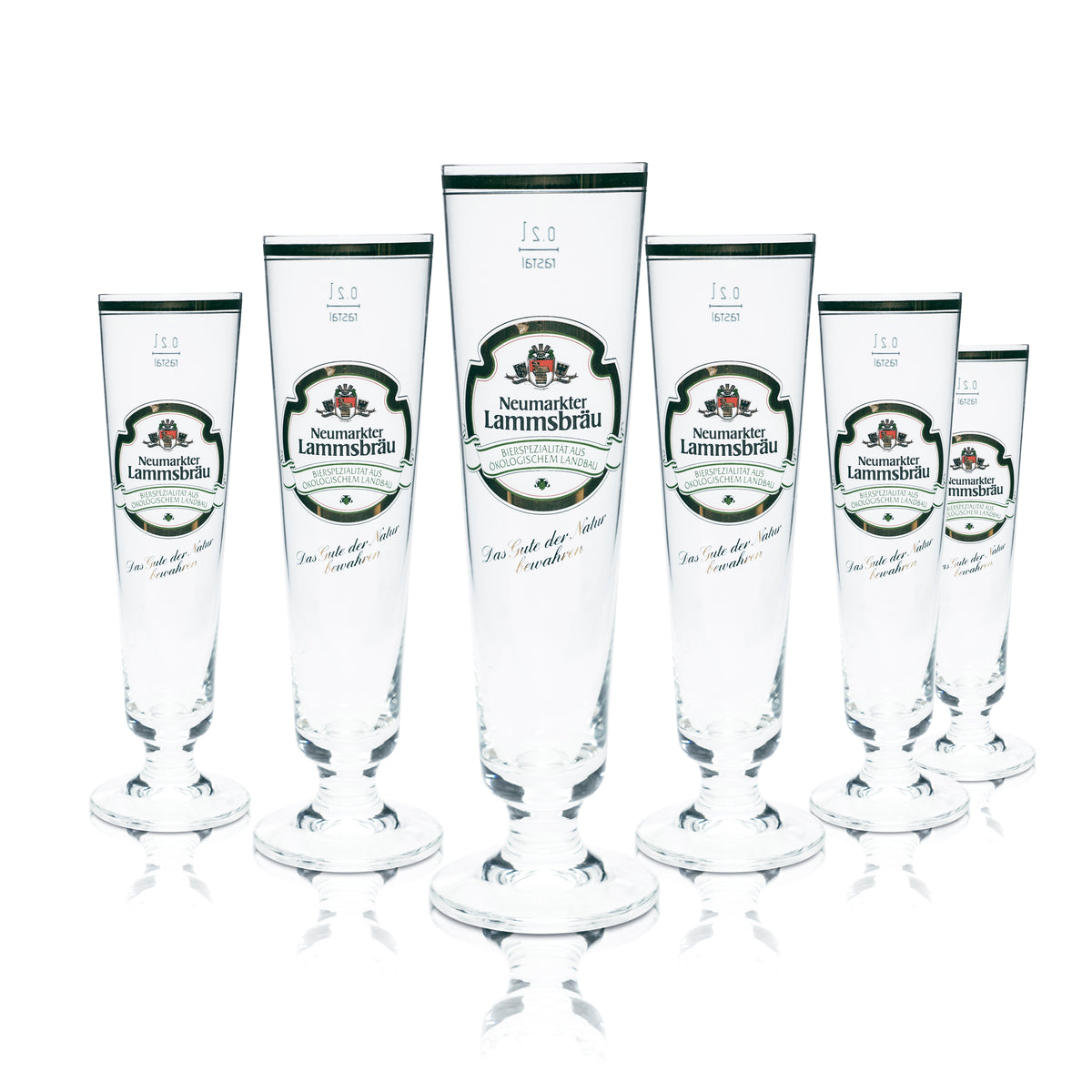 6x Neumarkter Lammsbräu Bier Glas 0,2l Pokal Tulpe Goldrand Gläser Brauerei Bar – Ansicht 4