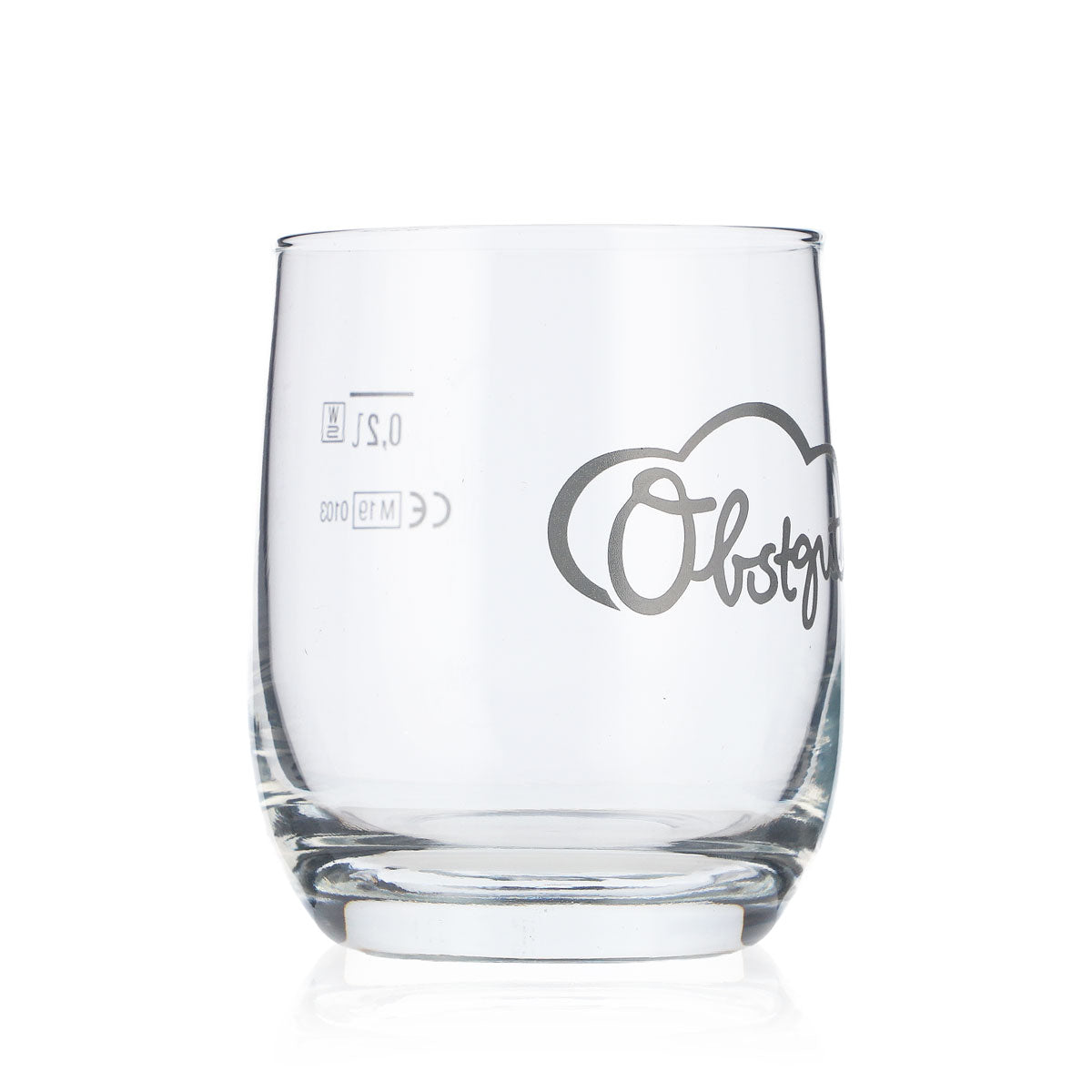 6x Obstgut Saft Glas 0,2l Tumbler Saftgläser Fruchtglas Graues Logo – Ansicht 3