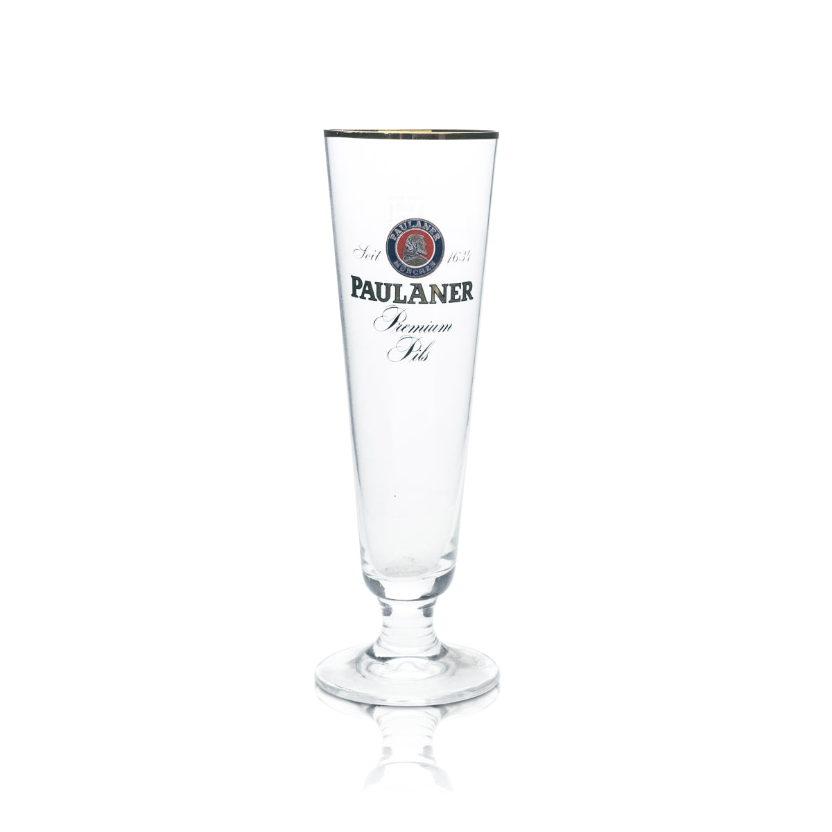 6x Paulaner Bier Glas 0,25l Pokal Tulpe Goldrand Gläser Pils Gastro Brauerei Bar – Ansicht 2
