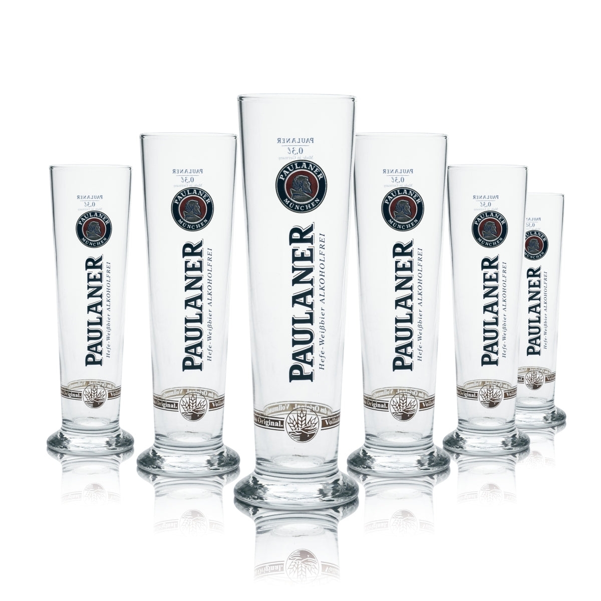 6x Paulaner Glas 0,3l Pokal Stange Alkoholfrei Gläser Bier Brauerei Hefe Weizen