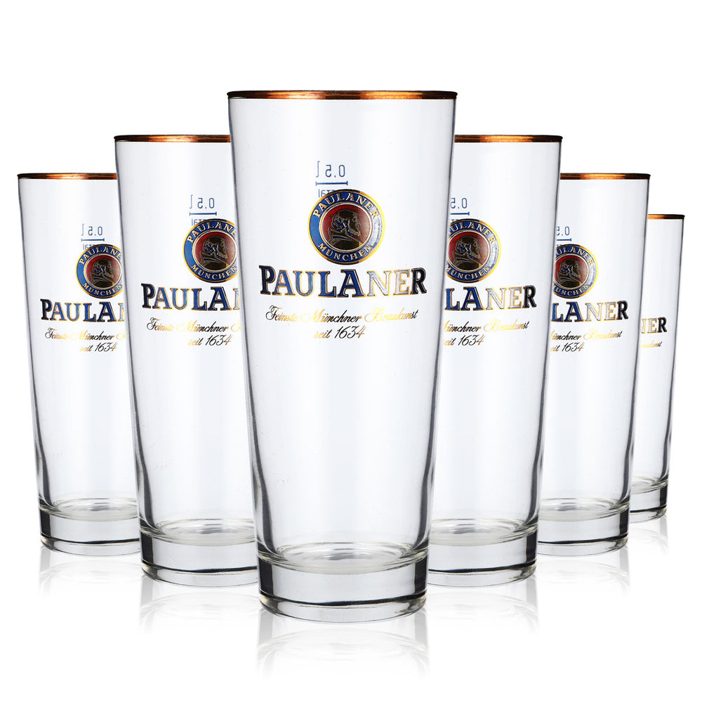 6x Paulaner Weissbier Bierglas Biergläser Frankonia 0,5l mit Goldrand