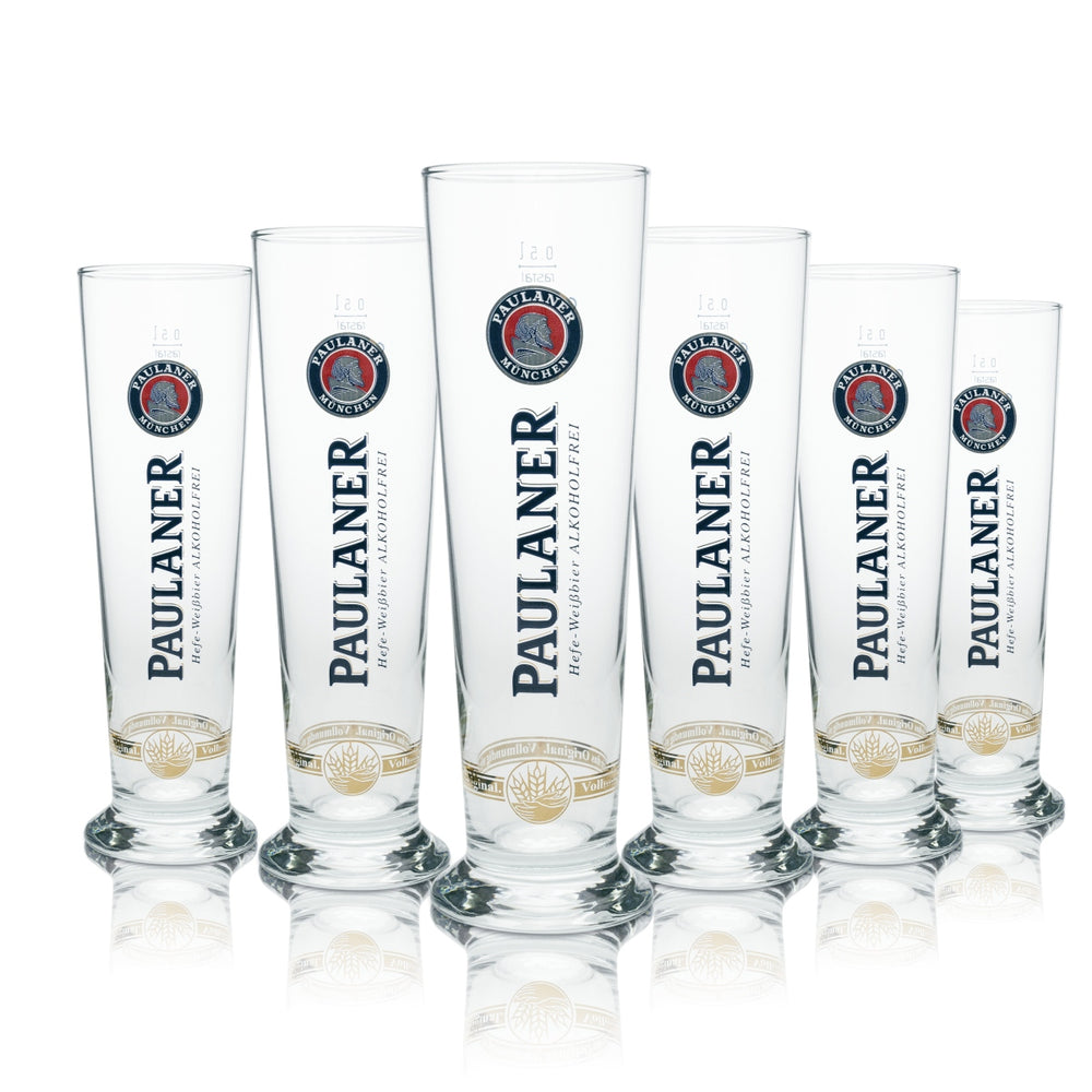 6x Paulaner Weißbierglas 0,5l Hefeweizen Kristallweizen Gläser Alkoholfrei