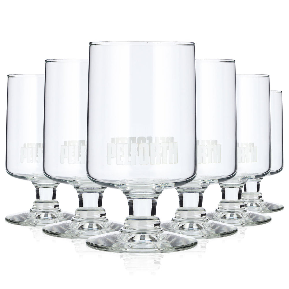 6x Pelforth Bier Glas 0,34l Pokal weißes Logo
