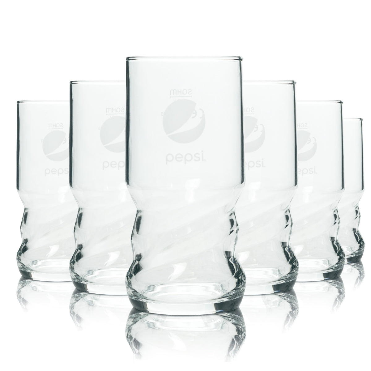 6x Pepsi Cola Glas 0,2l Becher AXL Sahm Schwingform Gläser Coke Kola geeicht