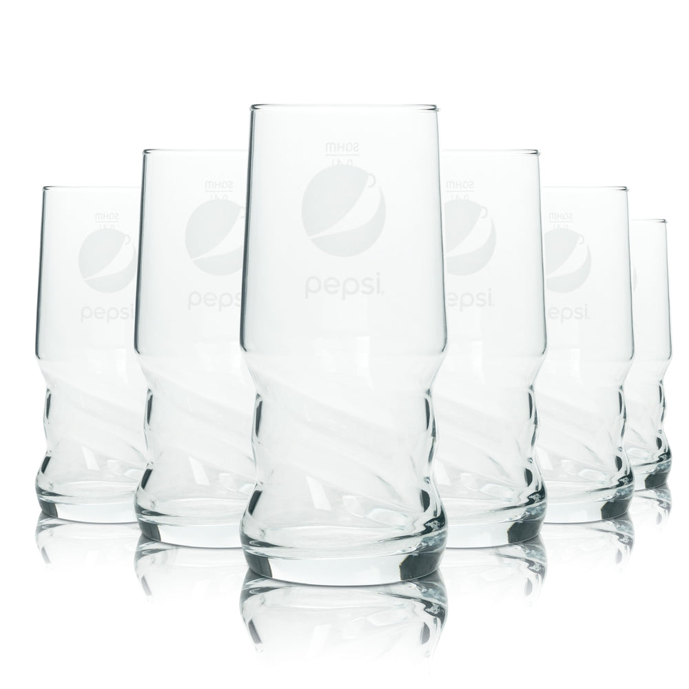 6x Pepsi Cola Glas 0,4l Becher AXL Sahm Schwingform Gläser Coke Kola geeicht