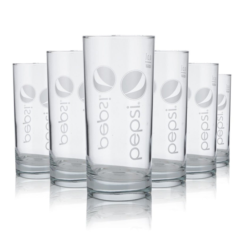 6x Pepsi Glas 0,3l Limonadenglas Willi Becher Softdrink Gläser Set Gastro Cola