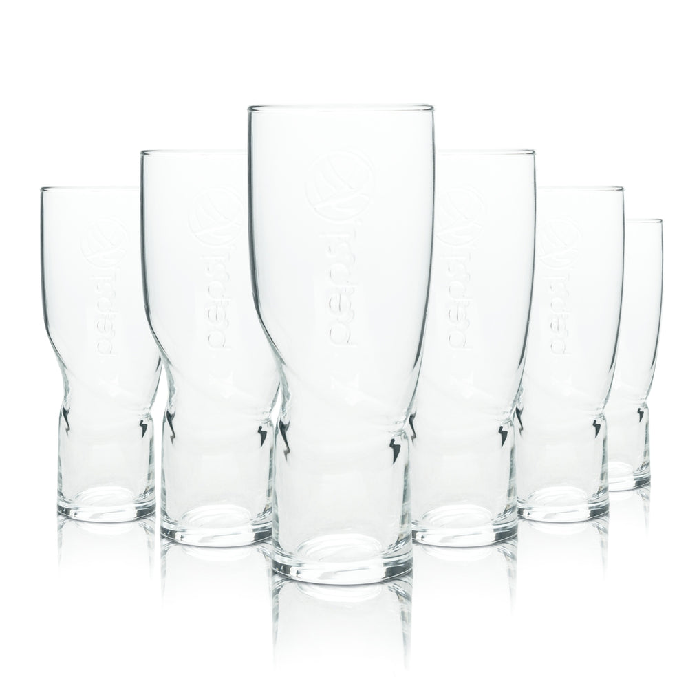 6x Pepsi Softdrink Glas 0,4l Becher ARC Kontur Griffmulde Relief Gläser Gastro