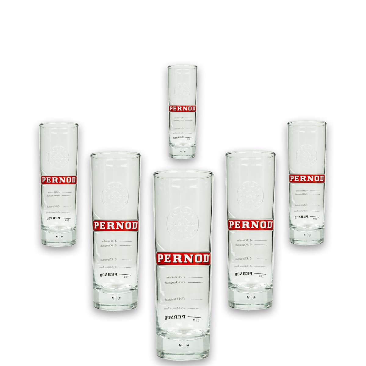 6x Pernod French Sour Glas Longdrink rund dünn