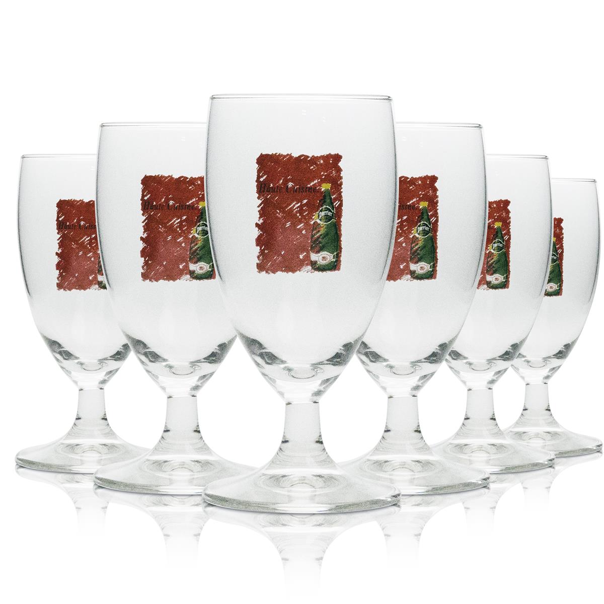 6x Perrier Softdrink Glas Kelch verschiedene Motive