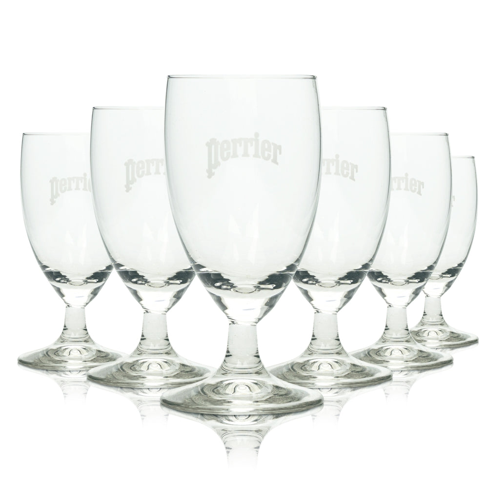 6x Perrier Wasser Glas 0,2l Pokal Kelch Gläser Trink Stiel Gastro Pokal Tulpe